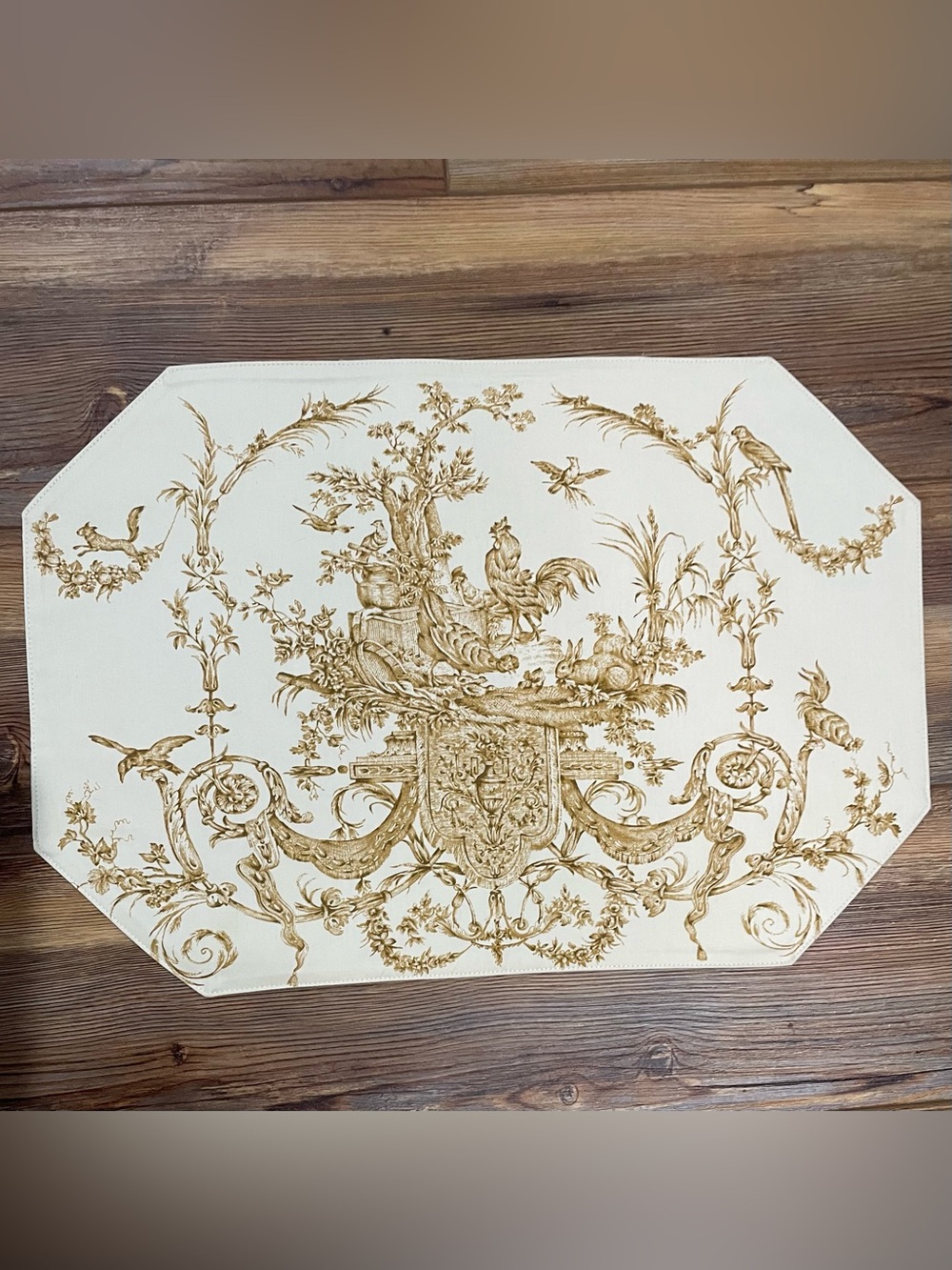 4 Williams-Sonoma Cotton Placemats Beige Gold French Country Toile Cotton Italy - Picture 3 of 9